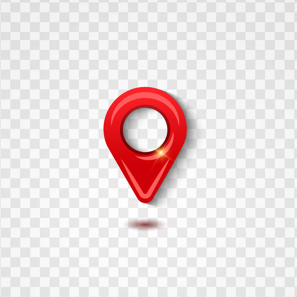 Icono de marca de ubicación roja. Pin icono de vector aislado sobre un fondo blanco. Ilustración vectorial - Vector, Imagen