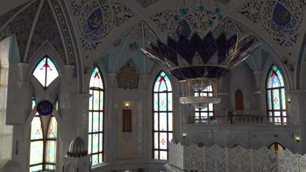 Inside interior Kul Sharif Mosque Kazan, Tatarstan. Panorama video - Footage, Video