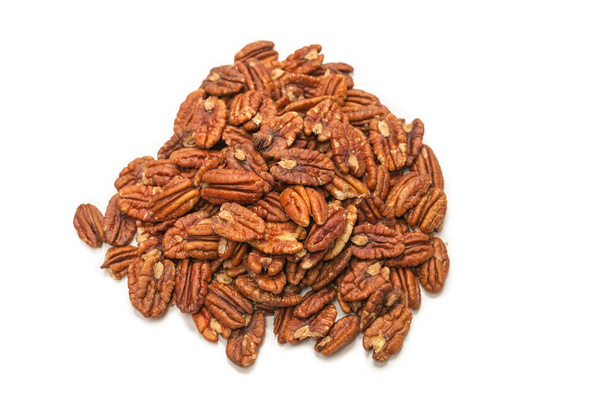 Pecan-nut isolated on white background. Top view.  - Photo, Image