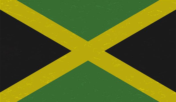 Bandera de Jamaica con textura grunge ondeante. Fondo vectorial. - Vector, Imagen