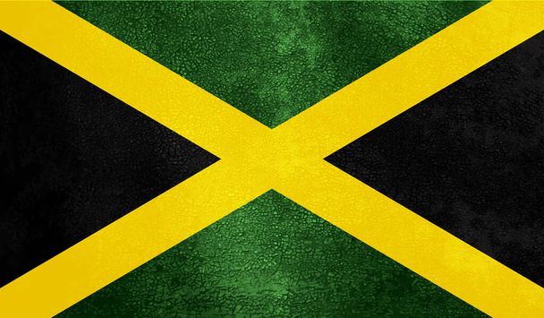 Bandiera giamaicana con grunge sventolante. Sfondo vettoriale. - Vettoriali, immagini