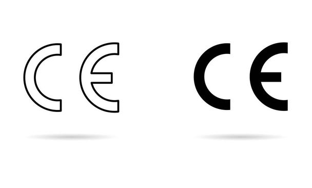CE-merkinnän merkki conformite europeenne, puhdas etiketti tuote, tieto varjo vektori kuvitusmerkki . - Vektori, kuva