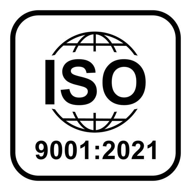 Iso 9001 ikon. Szabványos minőségi szimbólum. Vektor gomb jel elszigetelt fehér háttér . - Vektor, kép