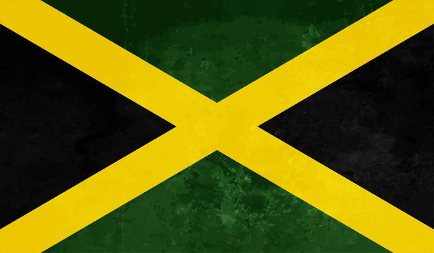 Bandeira da Jamaica com textura grunge ondulante. Fundo vetorial. - Vetor, Imagem