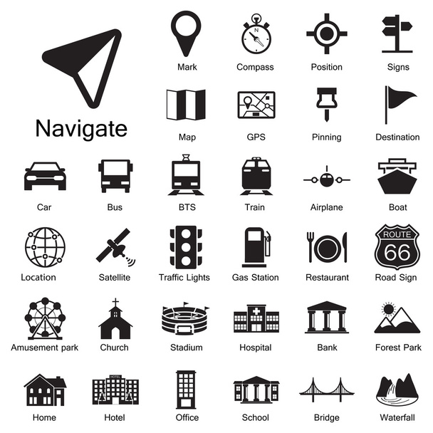 Navigation icons set - Vector, Image