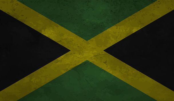 Bandeira da Jamaica com textura grunge ondulante. Fundo vetorial. - Vetor, Imagem