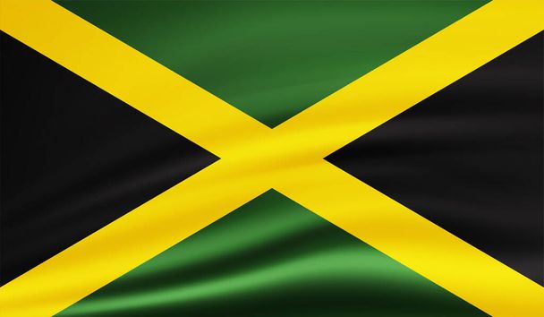 Jamaica vlag met golvende grunge textuur. Vectorachtergrond. - Vector, afbeelding
