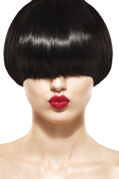 Fringe saç güzellik kısa saçlı kız - Fotoğraf, Görsel