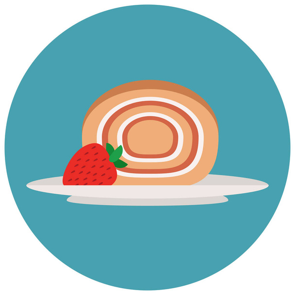 biscuit roll cake cake roll icon in Flat style - ベクター画像