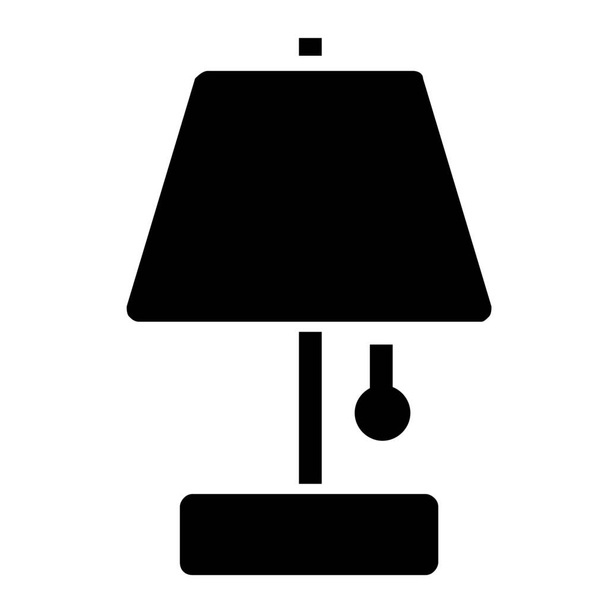 Licht Nachttisch Einrichtungs-Ikone in solidem Stil - Vektor, Bild