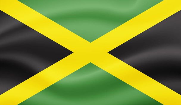 Flaga Jamajki z falującą fakturą grunge. Tło wektorowe. - Wektor, obraz