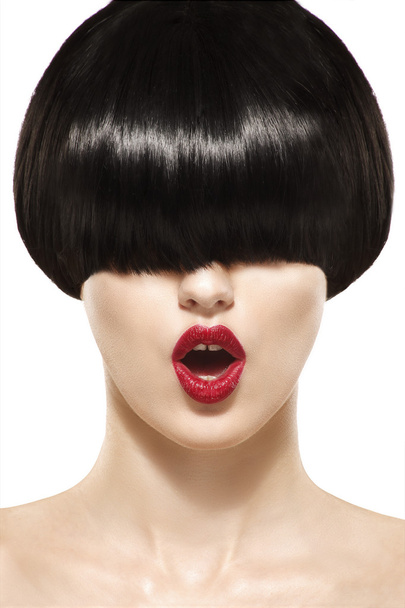 Fringe Hairstyle Beauty Girl with short Hair - Zdjęcie, obraz