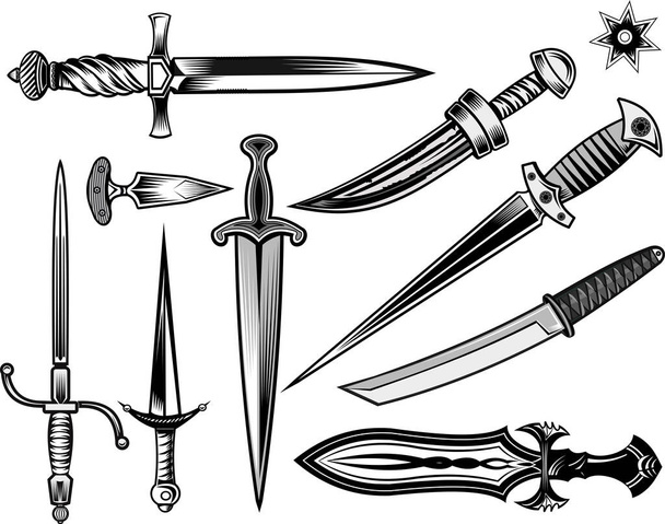 cuchillo daga y cuchillos tácticos - Vector, Imagen