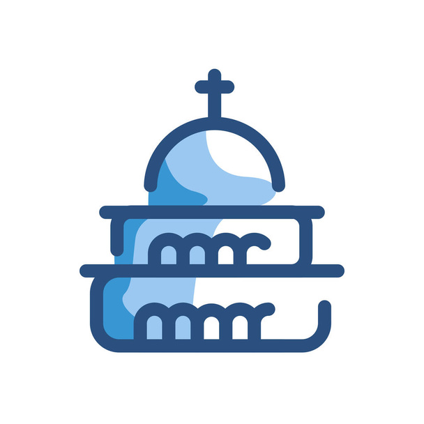 μπλε εκκλησία θολωτή εικόνα σε στυλ γεμισμένο περίγραμμα - Διάνυσμα, εικόνα