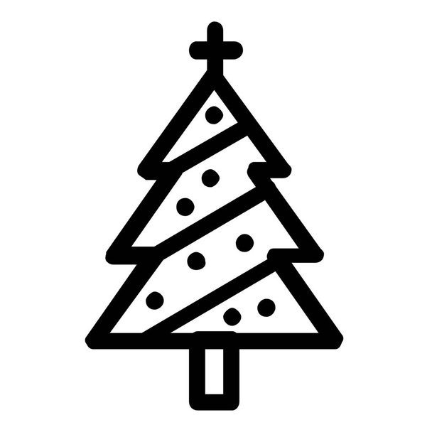 christmas decoration tree icon in Outline style - Vektor, kép
