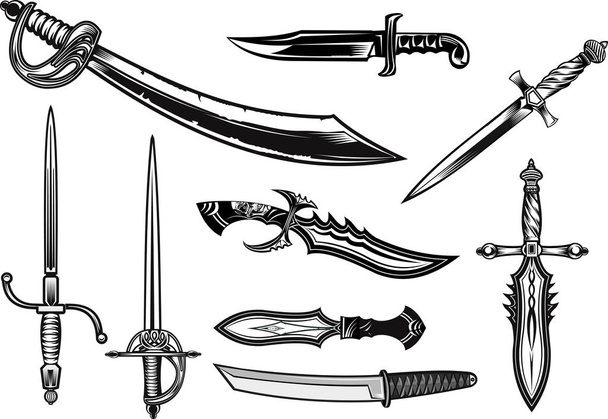 Cuchillo, daga, espada y sable - Vector, imagen