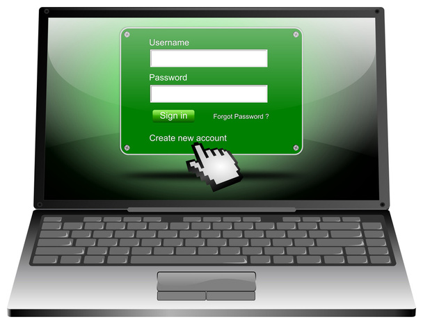 Портативний комп'ютер з веб-логін екран - Фото, зображення