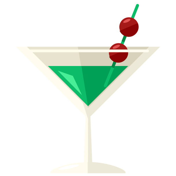 Cam martini alkol ikonu Düz stil - Vektör, Görsel