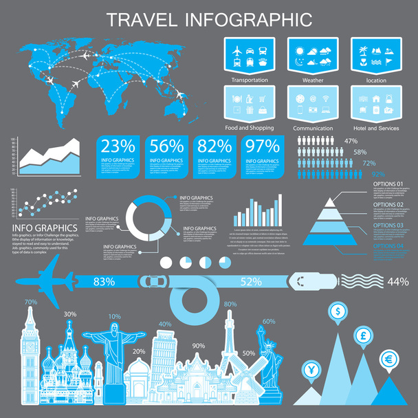 travel infographic and icons - Вектор, зображення