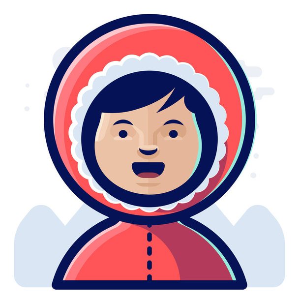 avatar eskimo icône féminine dans le style contour rempli - Vecteur, image