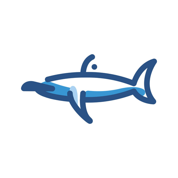 animal fish swordfish icon en estilo de contorno relleno - Vector, Imagen