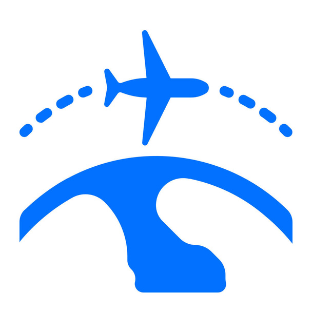 samolot lot międzynarodowy ikona w stylu Solid - Wektor, obraz