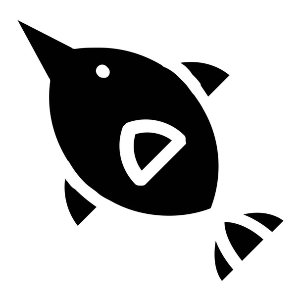ζώο θαλάσσιο ξιφία εικονίδιο σε στερεό στυλ - Διάνυσμα, εικόνα