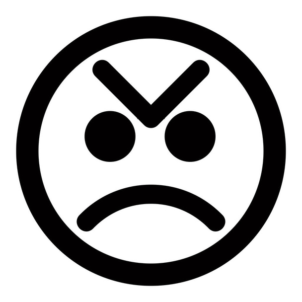 сердитий розчарований значок смайликів у суцільному стилі
 - Вектор, зображення