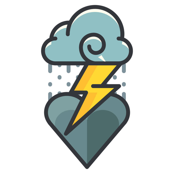 cloud heart heartache icon in Filled outline style - Vector, Image