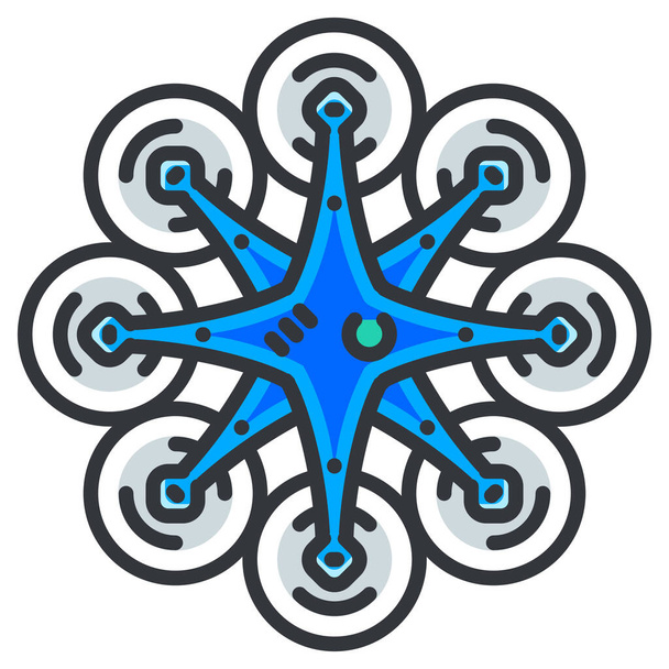 drone fan multiple icon in Filled outline style - Vector, imagen