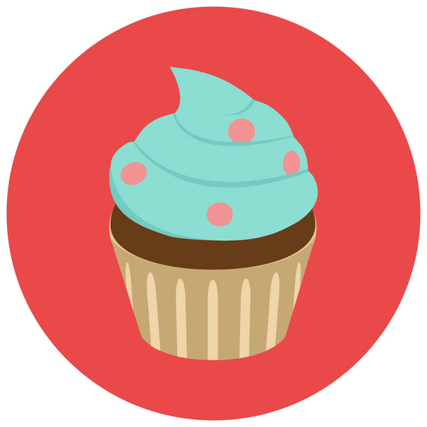 Cupcake Dessert Food Ikone im flachen Stil - Vektor, Bild