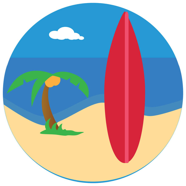 beach palmtree sea icon in Flat style - Vector, Image