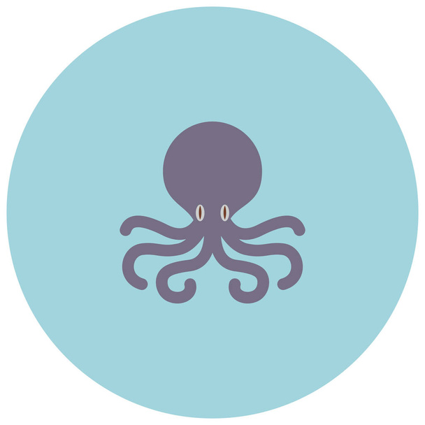 Животные икона октупуса океана в плоском стиле - Вектор,изображение
