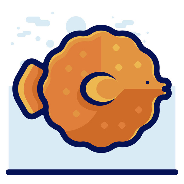 animals aquatic blowfish icon in Filled outline style - Vector, afbeelding