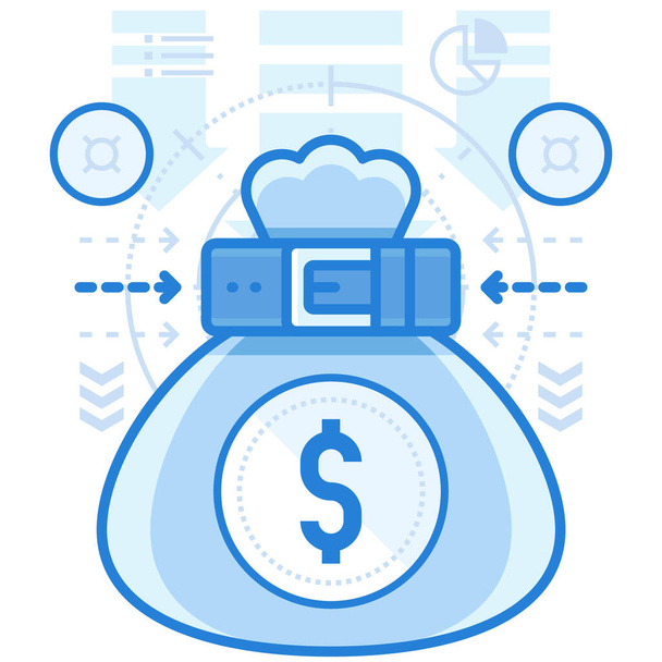presupuesto financiación icono de dinero en estilo de esquema lleno - Vector, Imagen