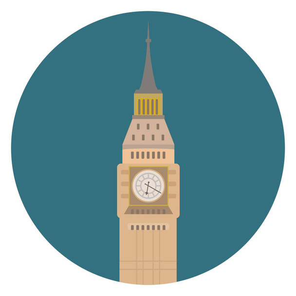 big ben britain circle icon in Flat style - Vector, Image