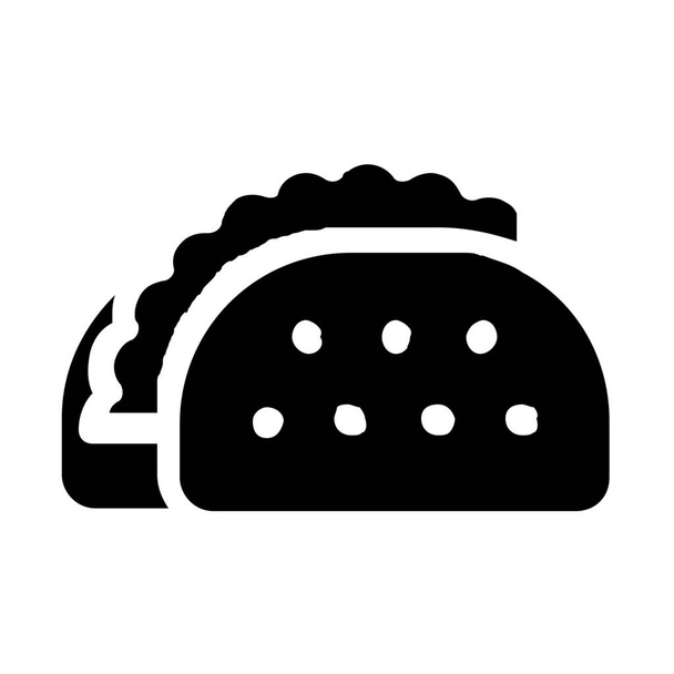 Solid tarzında taco tortilla dürüm simgesi - Vektör, Görsel