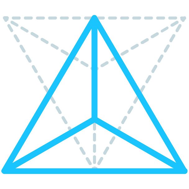креативная иконка тетраэдра линии в стиле наброска - Вектор,изображение