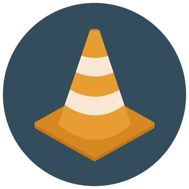 cone construction orange cone icon in Flat style - Vector, Image