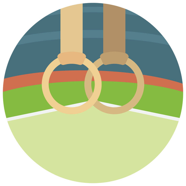 ginnasta olimpiadi anelli icona in stile piatto - Vettoriali, immagini