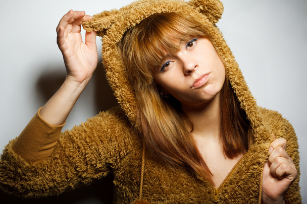 Pretty red-bearded winter sweater woman - Photo, Image