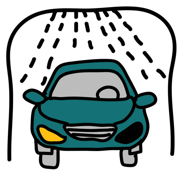 icona di trasporto doccia auto in stile disegnato a mano - Vettoriali, immagini