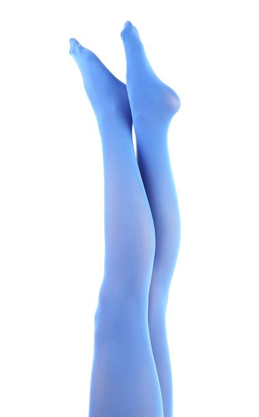Stockings on perfect woman legs, isolated on white - Φωτογραφία, εικόνα