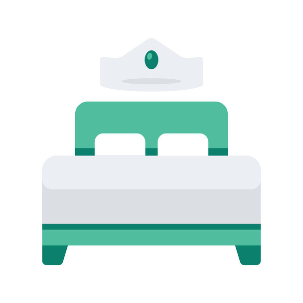 кровать спальня праздник икона в плоском стиле - Вектор,изображение