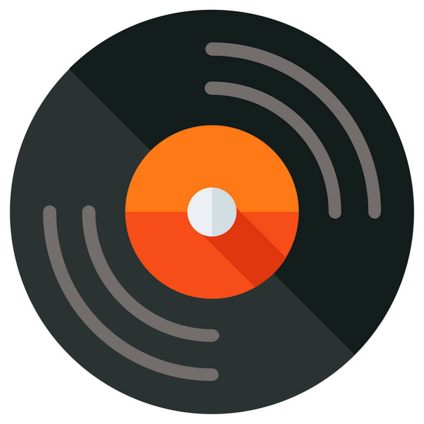 аудио диск с иконой в плоском стиле - Вектор,изображение