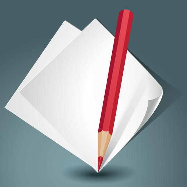 white paper with a red pencil - Vector, Image