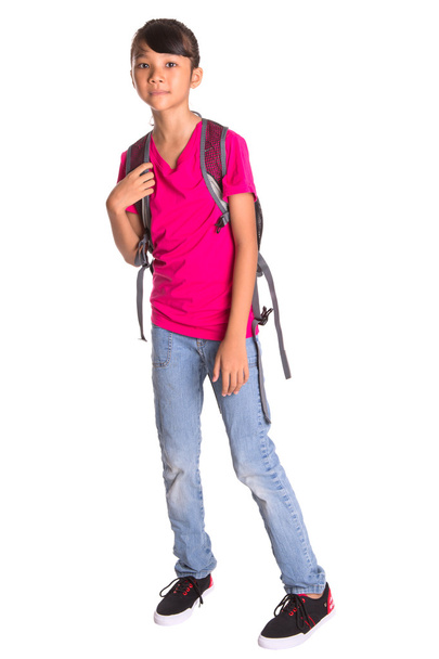 Jeune fille avec sac à dos
 - Photo, image