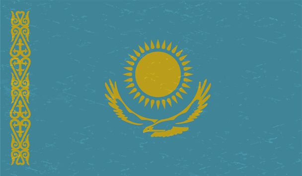 Bandiera Kazakistan con sventolando grunge texture. Sfondo vettoriale. - Vettoriali, immagini