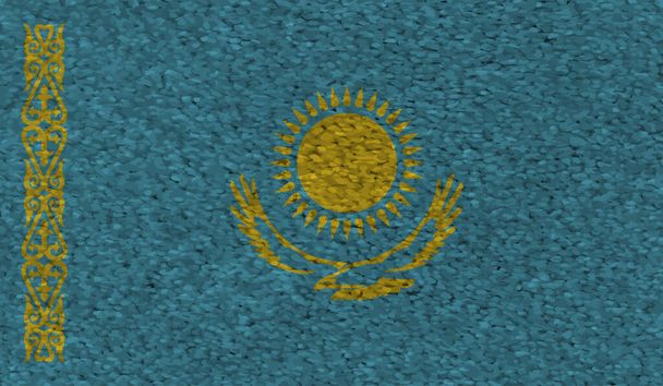 Kazakhstan flag with waving grunge texture. Vector background. - Vector, Image