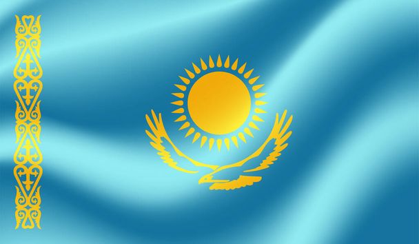 Drapeau du Kazakhstan avec texture grunge ondulée. Fond vectoriel. - Vecteur, image